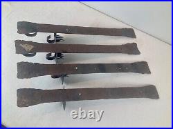Lot of 4 Vintage Hand Wrought Iron Wall Sconce Candle Holder Black Hammered 19