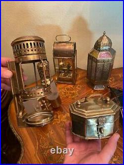 Lot of 7 Vintage Candle Holders Table Wall Hanging Candle Holders + Jewelry Box