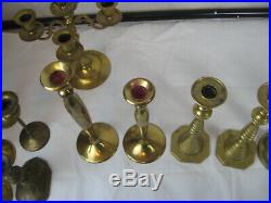 Lot of Solid Brass Candle Sticks, Candle Holders, Candelabra, Wall Sconces