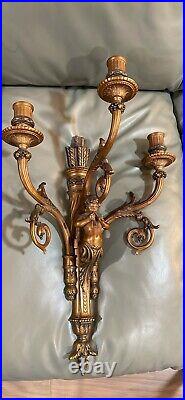 Lovely Bronze Three Candle Holder Wall Sconce