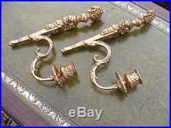 Lovely Decorative Vintage Pair of Wall Hanging Brass Candlesticks Candle Holders