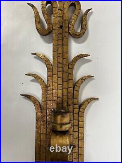 Lrg Vtg Modern Eames Era Brutalist Gothic Metal Wall Candle Holder Sconce (D)