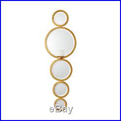 Luxe Stacked Rings Mirrored Wall Candle Sconce 48 Tall Gold Pillar Holder
