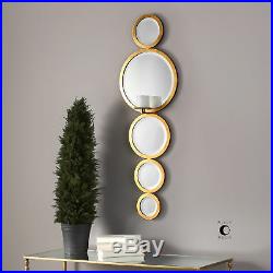 Luxe Stacked Rings Mirrored Wall Candle Sconce 48 Tall Gold Pillar Holder