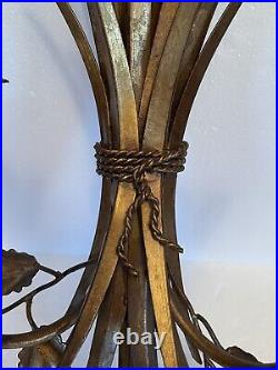 MCM Candle Sconce Gold Gilding And Iconic Wheat Design With Two Candle Holders