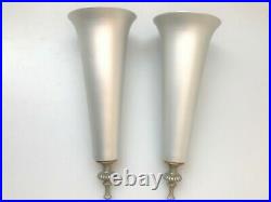 MCM Hollywood Regency Wall Pocket Vases Aluminum Glaro Era Torch Shape Elegant