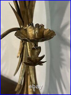 MCM S. Salvadori Gilt Metal Wheat Scheaf Candle Holder Wall Sconce 23