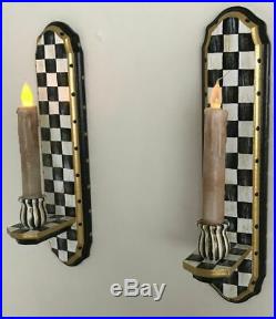 MY OWN HP Pair of Courtly Candle Holder Wall Sconces with MacKenzie-Child Napkins