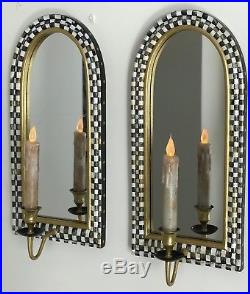 MY OWN Hand Painted Pair of Courtly Mirrored Candle Holder Wall Sconces