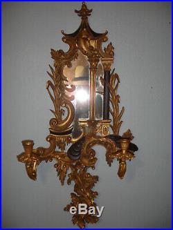 Magnificent Pair Large Chelsea House Chinese Chippendale Wall Candle Sconces