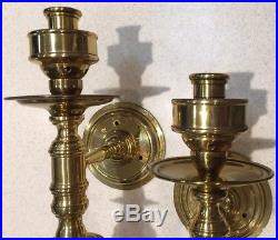 Maitland Smith Pair of Brass Wall Sconce CandleHolders withHurricane Glass RARE