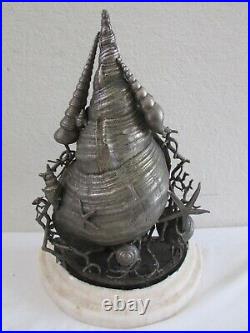 Maitland Smith Silver Conch Shell Sea Scape Wall Art Sconce Marble Shelf