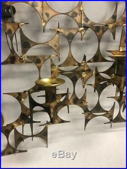 Marc Creates Large Metal Wall Sculpture candle holder welded 1970s MCM ART hang