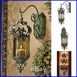 Medieval Gothic Wall Sconce Candle Holder Metal With Decorative Bracket Hanging