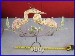 Metal ART SCULPTURE Flamingo Plant Candle Holder Wall Hanging Crane Heron Haiti