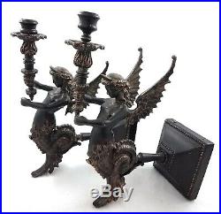 Metal Art Deco Victorian Style Angel Dragon Wall Sconces Taper Candle Holders