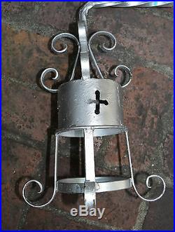Metal Candle Holder Large Wall Sconces Electric Silver Gothic Cross Set 2