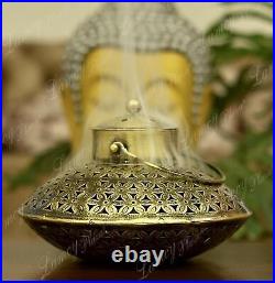 Metal Rajasthani Tea Light Cut Out Handi Dhoop & Candle Holder With Brass Bell