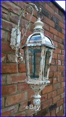 Metal Rustic Shabby Chic Wall mounted Lantern & Bracket Moroccan Style