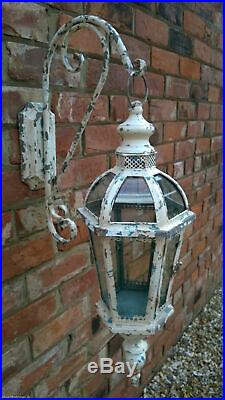 Metal Rustic Shabby Chic Wall mounted Lantern & Bracket Moroccan Style