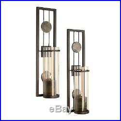 Metal Wall Decor Candle Holders Pillar Sconce Home Living Room Gift Set 2 New