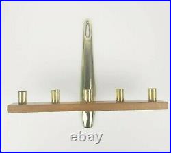 Mid Century Candle Holder Wall Sconce Candlestick Brass Wood Westwood Vtg