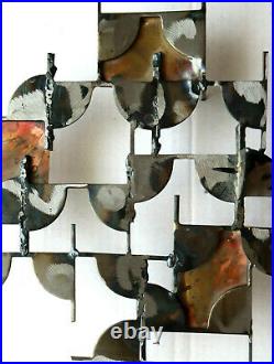 Mid-Century Modern Brutalist Metal Wall Art Sculpture Wall Sconce Candle Holder