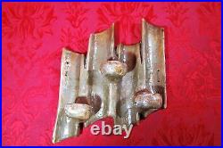Mid Century Modern Clay Pottery Wall Sconce Candle Holder Luster Iridescent Set
