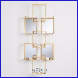 Mid Century Square Mirrored Candle Holder Wall Sconce Modern Gold Home Decor