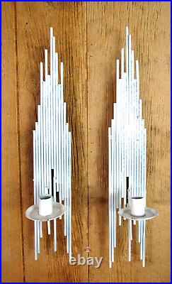 Mid-century Modern Skyscraper Candle Sconces Abstract Metal Wall Art Sculptures