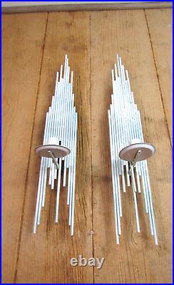 Mid-century Modern Skyscraper Candle Sconces Abstract Metal Wall Art Sculptures