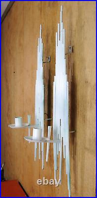 Mid-century Modern Skyscraper Candle Sconces Abstract Metal Wall Art Sculptures