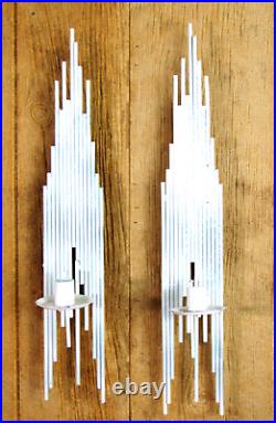 Mid-century Modern Skyscraper Candle Sconces Abstract Metal Wall Art Sculptures