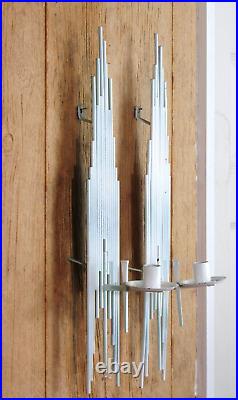 Mid-century Modern Skyscraper Candle Sconces Abstract Metal Wall Art Sculptures