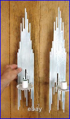 Mid-century Modern Skyscraper Candle Sconces Abstract Metal Wall Art Sculptures