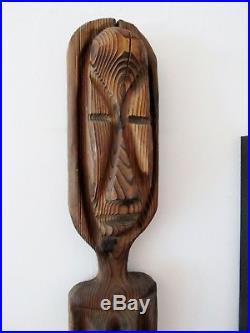 Midcentury WITCO Wilrongo TIKI Modern Wood Wall Sculpture Candle Holder
