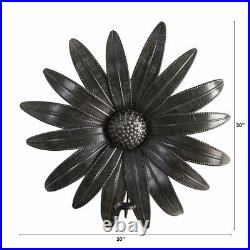 Multicolor 30 x 30 Brushed Metal Daisy Flower Sconce Candle Holder Wall Art De