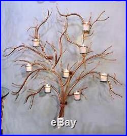NEW STUNNING Gold Natural Twig IRON Antler 8 Votive Candle Holder WALL ACCENT