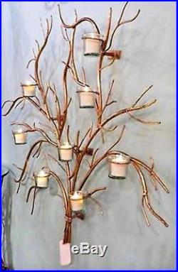 NEW STUNNING Gold Natural Twig IRON Antler 8 Votive Candle Holder WALL ACCENT
