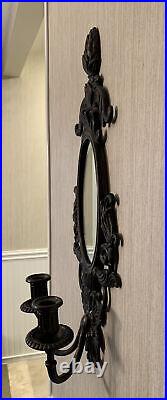 NWT Antiqued Brass 21 Tall Double Wall Candelabra With Oval Mirror Thailand