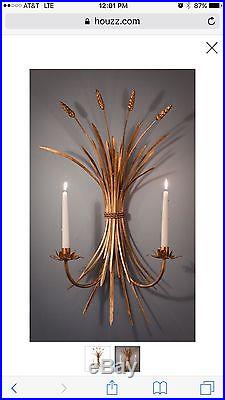 NWT WHEAT GOLD IRON Candle Holders Wall Sconce SET of 2
