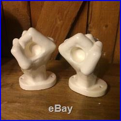 Nancy Funk Fist Hand Candle Holders Wall Scounce Mid Century Modern 70s Signed