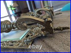 Neoclassical Style Beveled Mirror & Candle holders Cast Metal Koi Fish Large