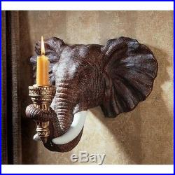 New Elephant Wall Sconce Candle Holders 2 Set 12.5x8x9.5 Home Decor Detailed Art
