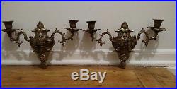 Nice Antique Pair Of Brass Or Bronze Wall Scones Candle Holder Moveable Arms