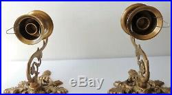 Nice Pair Single Ornate Cast Iron Sconce Wall Mount Brass Finished candle Holder