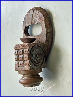 Old Vintage Hand Carved Old Color Wall Hanging Wooden Candle Stand/holder, Wcs. 4