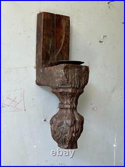 Old Vintage Hand Carved Wall Hanging Heavy Wooden Candle Stand/holder, Wcs. 9