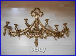 Old Vtg 1970 Syroco MOLDED GOLD CANDLE HOLDER Sconces Wall Hanging Plaque Decor