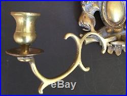 Old Vtg Antique Brass Wall Candle Stick Holder 3 Arm Sconce Metal Eagle Lion